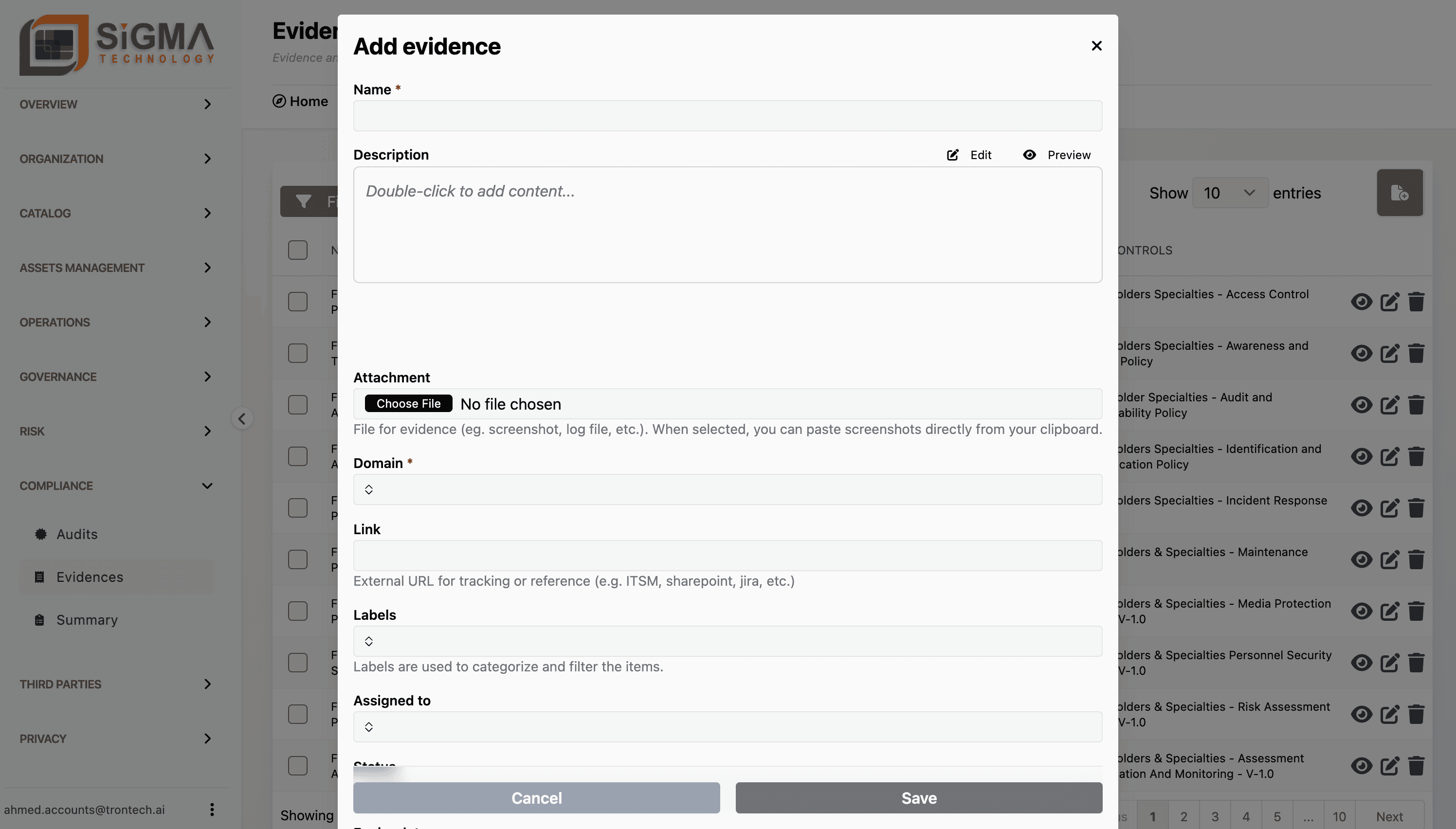 HITRUST CSF evidence library and add-evidence workflow